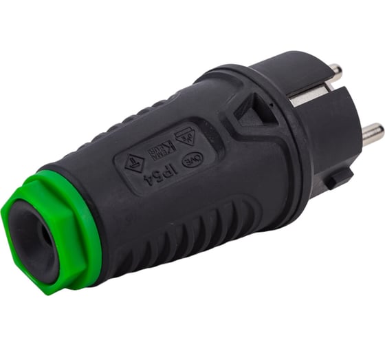 Кабельная вилка PCE 16A 220V 2P+E IP54 корпус черный, маркер зеленый 0511-shu