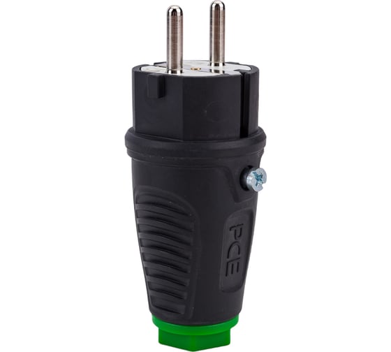 Кабельная вилка PCE 16A 220V 2P+E IP54 корпус черный, маркер зеленый 0511-shu