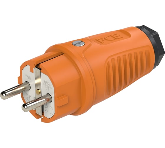 Вилка кабельная PCE 16A 220V 2P+E IP54 корпус оранжевый, маркер черный 0511-os