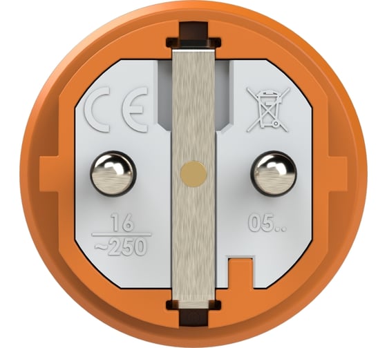 Вилка кабельная PCE 16A 220V 2P+E IP54 корпус оранжевый, маркер черный 0511-os
