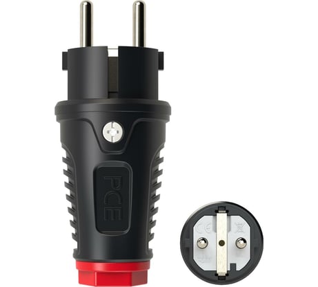 Кабельная вилка PCE 16A 220V 2P+E IP54 корпус черный, маркер красный 0511-sr