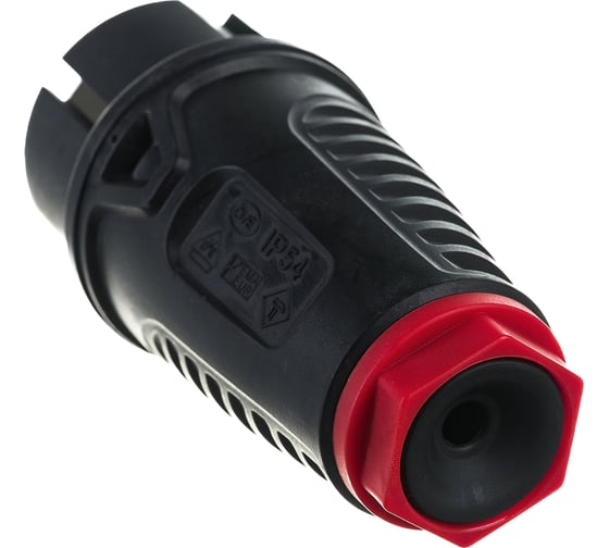 Кабельная вилка PCE 16A 220V 2P+E IP54 корпус черный, маркер красный 0511-sr