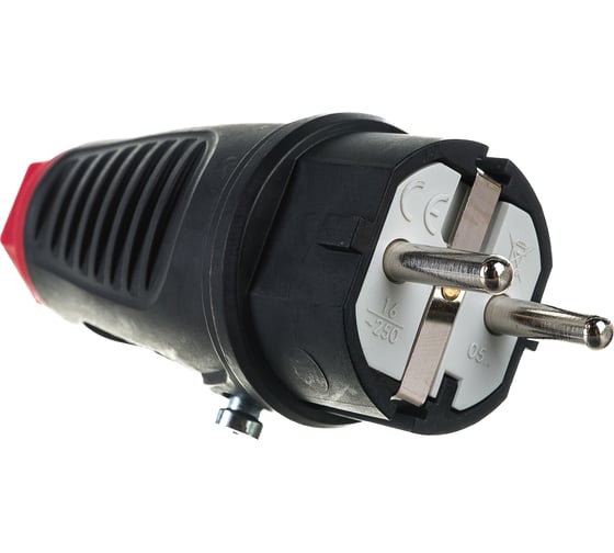 Кабельная вилка PCE 16A 220V 2P+E IP54 корпус черный, маркер красный 0511-sr