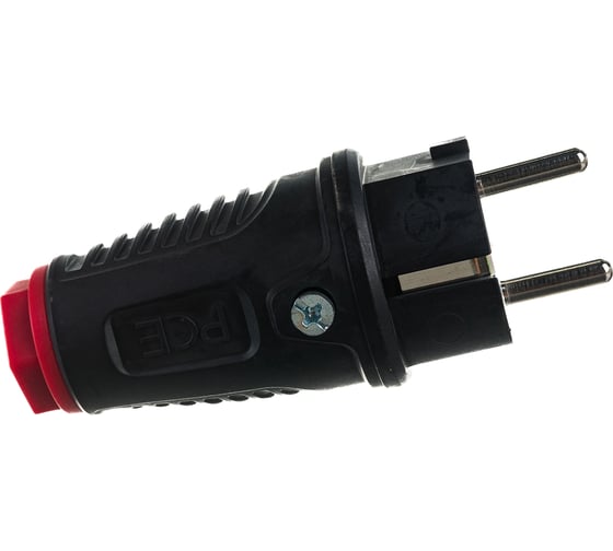Кабельная вилка PCE 16A 220V 2P+E IP54 корпус черный, маркер красный 0511-sr