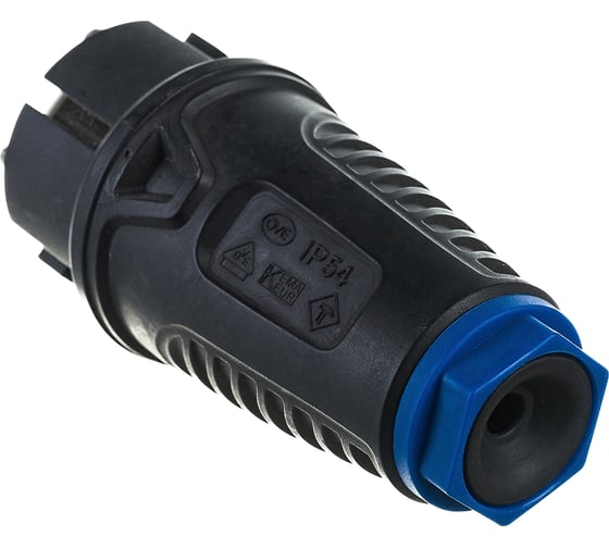 Кабельная вилка PCE 16A 220V 2P+E IP54 корпус черный, маркер синий 0511-sb