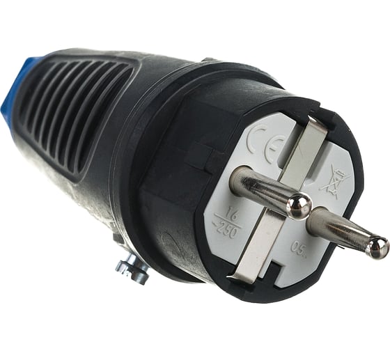 Кабельная вилка PCE 16A 220V 2P+E IP54 корпус черный, маркер синий 0511-sb