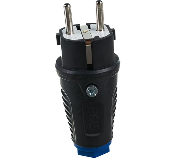 Кабельная вилка PCE 16A 220V 2P+E IP54 корпус черный, маркер синий 0511-sb