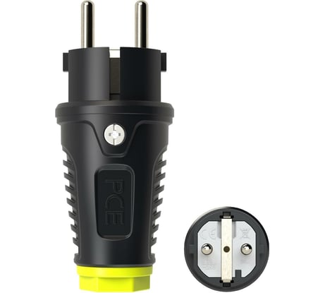 Кабельная вилка PCE 16A 250V 2P+E IP54 корпус черный, маркер желтый 0511-se