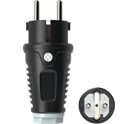 Кабельная вилка PCE 16A 220V 2P+E IP54 корпус черный, маркер серый 0511-sdg