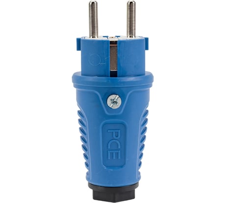 Кабельная вилка PCE 16A 220V 2P+E IP54 корпус синий, маркер черный 0511-bs