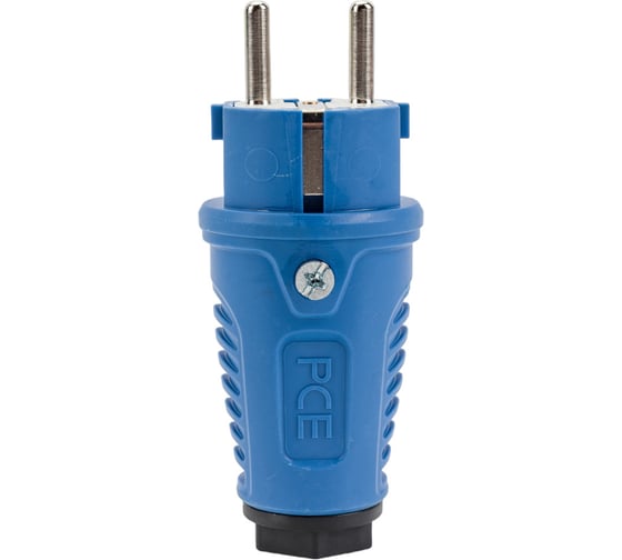 Кабельная вилка PCE 16A 220V 2P+E IP54 корпус синий, маркер черный 0511-bs