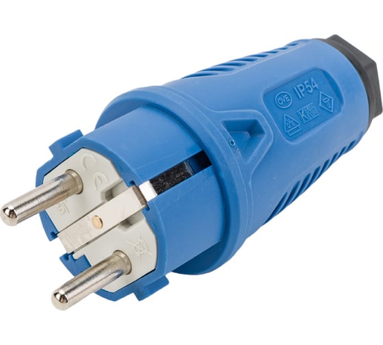 Кабельная вилка PCE 16A 220V 2P+E IP54 корпус синий, маркер черный 0511-bs