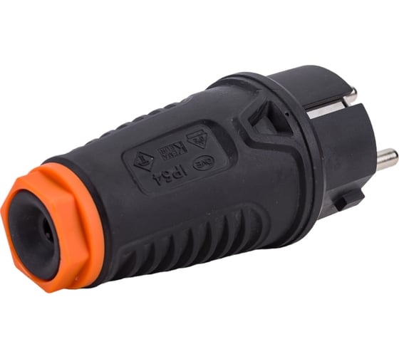 Кабельная вилка PCE 16A 220V 2P+E IP54 корпус черный, маркер оранжевый 0511-so