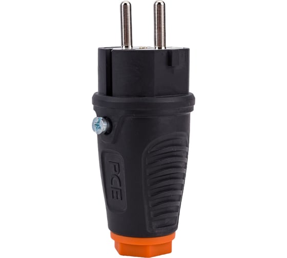 Кабельная вилка PCE 16A 220V 2P+E IP54 корпус черный, маркер оранжевый 0511-so
