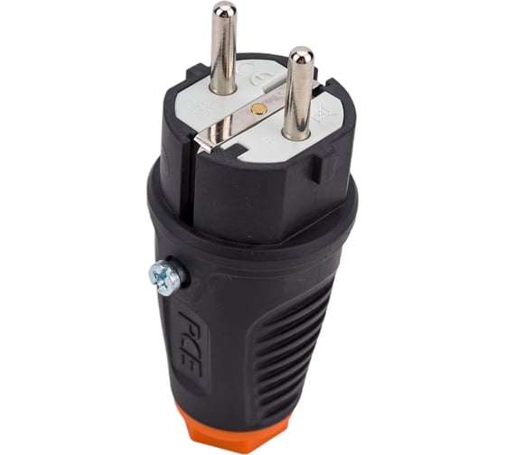 Кабельная вилка PCE 16A 220V 2P+E IP54 корпус черный, маркер оранжевый 0511-so