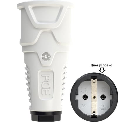 Кабельная розетка PCE 16A 220V 2P+E IP20 корпус серый, маркер черный 2510-gs