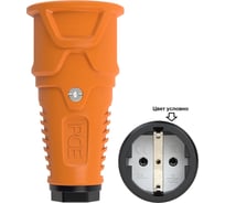 Розетка кабельная PCE 16A 220V 2P+E IP20 корпус оранжевый, маркер черный 2510-os