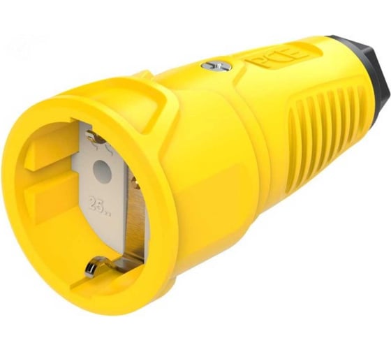 Кабельная розетка PCE 16A 220V 2P+E IP20 корпус желтый, маркер черный 2510-es