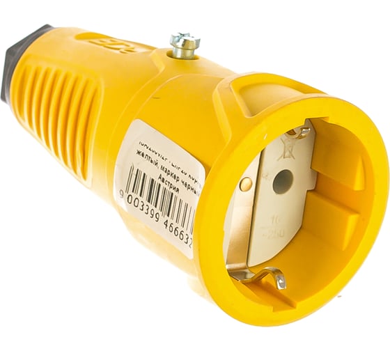 Кабельная розетка PCE 16A 220V 2P+E IP20 корпус желтый, маркер черный 2510-es