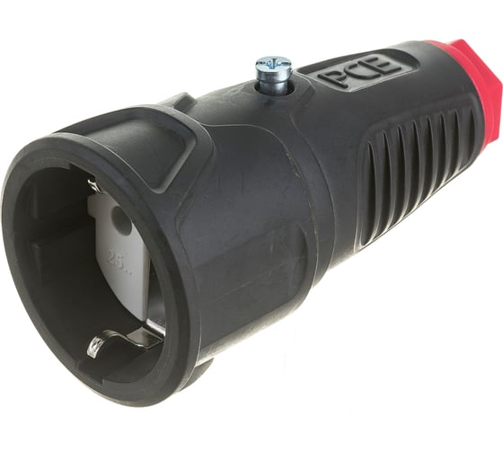 Кабельная розетка PCE 16A 220V 2P+E IP20 корпус черный, маркер красный 2510-sr