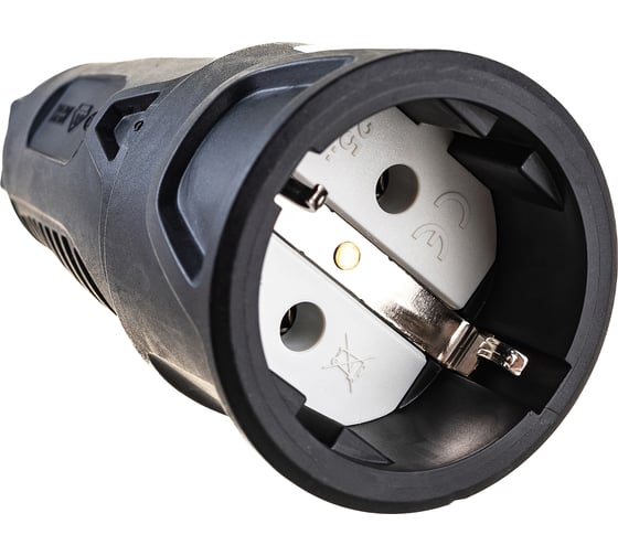 Розетка кабельная PCE 16A 220V 2P+E IP20 корпус черный, маркер черный 2510-ss