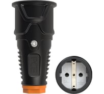 Кабельная розетка PCE 16A 220V 2P+E IP20 корпус черный, маркер оранжевый 2510-so