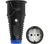 Кабельная розетка PCE 16A 220V 2P+E IP20 корпус черный, маркер синий 2510-sb
