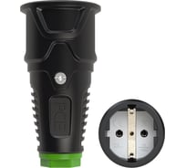 Кабельная розетка PCE 16A 220V 2P+E IP20 корпус черный, маркер зеленый 2510-shu