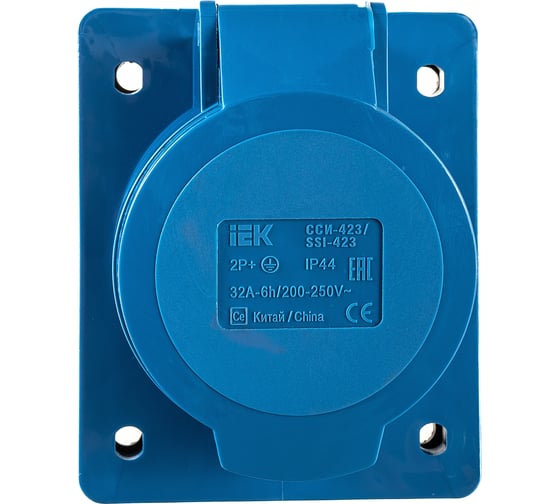 Скрытая розетка IEK 423 2Р+РЕ, 32А, 220В, IP44, ИЭК PSR41-032-3