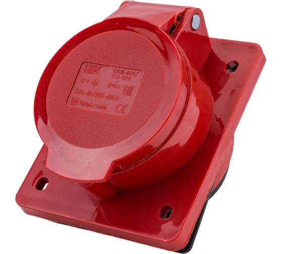 Скрытая розетка IEK 424 3Р+РЕ, 32А, 380В, IP44, ИЭК PSR42-032-4