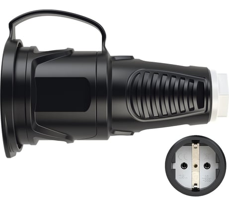 Розетка кабельная PCE 16A 220V 2P+E IP54 корпус крышка черный, маркер белый 2511-sw