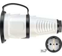 Кабельная розетка PCE 16A 220V 2P+E IP54 с крышкой, корпус серый, крышка и маркер черный 2511-gs