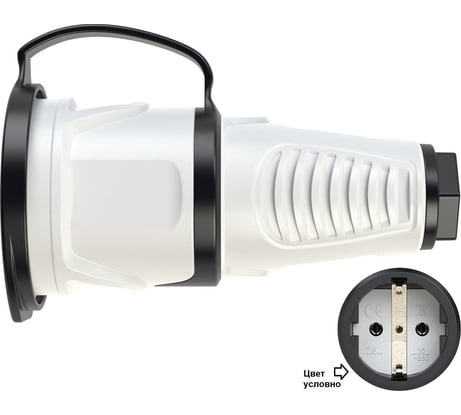 Кабельная розетка PCE 16A 220V 2P+E IP54 с крышкой, корпус серый, крышка и маркер черный 2511-gs