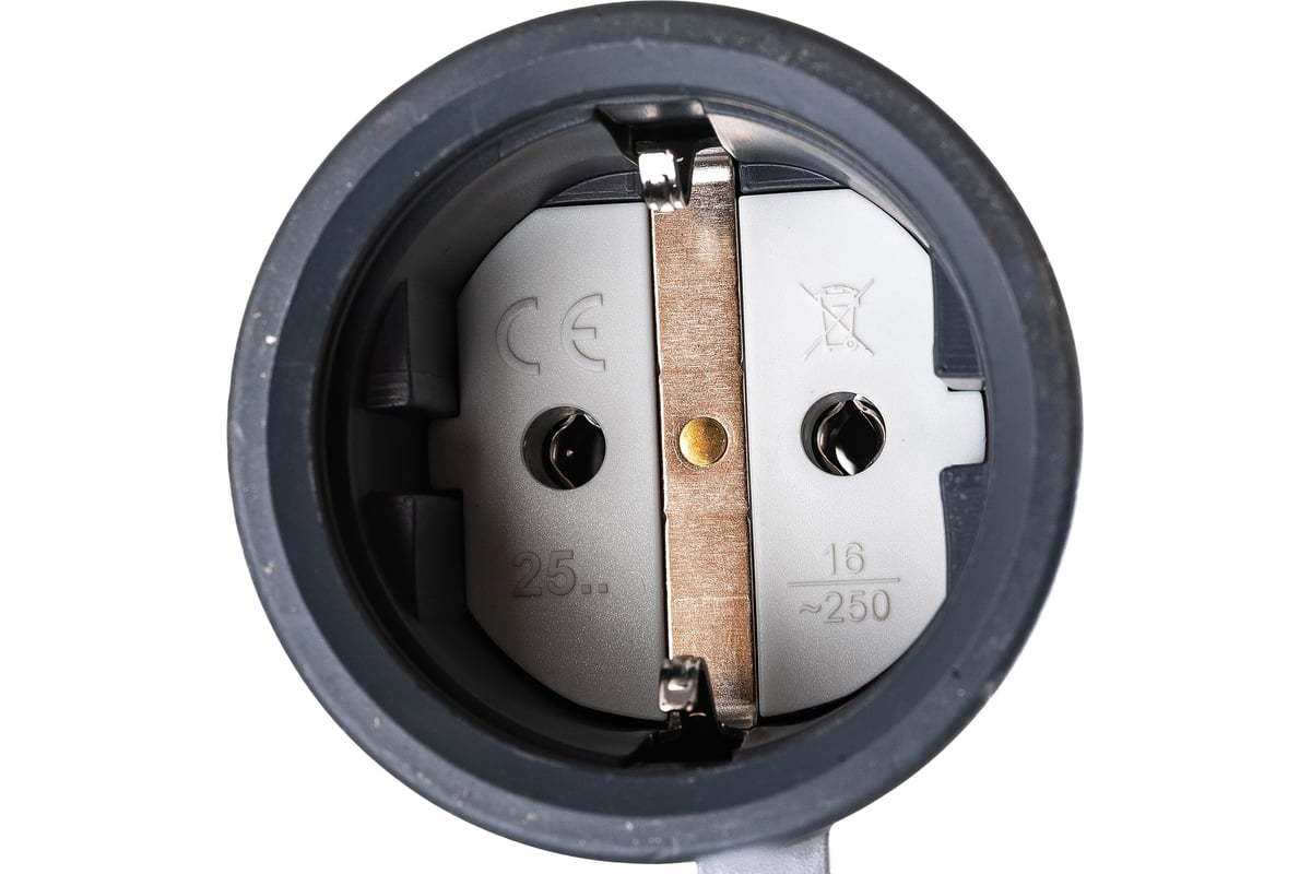 Кабельная розетка PCE 16A 220V 2P+E IP54 с крышкой, корпус темно-серый ...