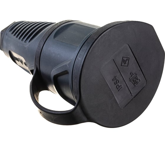 Кабельная розетка PCE 16A 220V 2P+E IP54 с крышкой, корпус темно-серый, крышка и маркер черный 2511-as