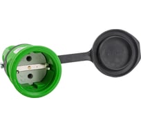 Кабельная розетка PCE 16A 220V 2P+E IP54 с крышкой, корпус зеленый, крышка и маркер черный 2511-us