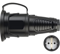 Розетка кабельная PCE 16A 220V 2P+E IP54 корпус крышка черный, маркер черный 2511-ss