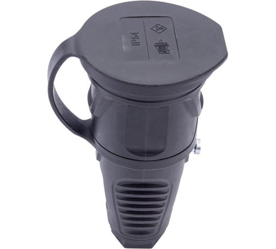 Розетка кабельная PCE 16A 220V 2P+E IP54 корпус крышка черный, маркер черный 2511-ss