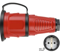 Кабельная розетка PCE 16A 220V 2P+E IP54 с крышкой, корпус красный, крышка и маркер черный 2511-rs