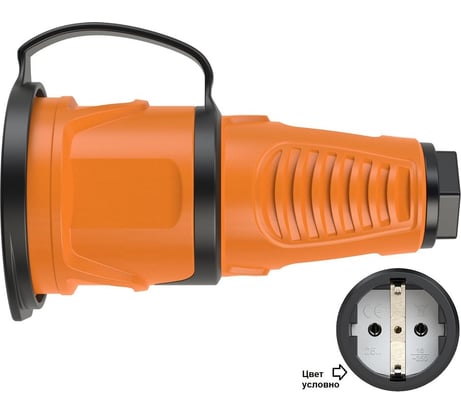 Кабельная розетка PCE 16A 220V 2P+E IP54 с крышкой, корпус оранжевый, крышка и маркер черный 2511-os