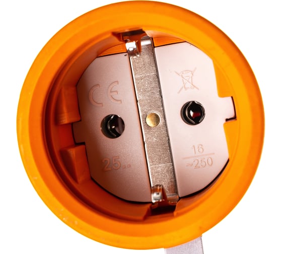 Кабельная розетка PCE 16A 220V 2P+E IP54 с крышкой, корпус оранжевый, крышка и маркер черный 2511-os