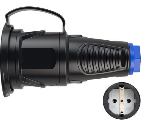 Кабельная розетка PCE 16A 220V 2P+E IP54 корпус крышка черный, маркер синий 2511-sb