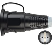 Розетка кабельная PCE 16A 220V 2P+E IP54 корпус крышка черный, маркер серый 2511-sdg