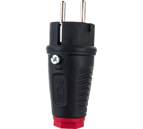 Кабельная вилка PCE 16А 220V 2P+E IP54 корпус черный, маркер красный 0522-sr