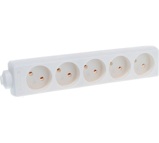 Колодка Uniel K-CP5-10 WHITE для удлинителя 5 гнезд, без заземления, 10А, 2200Вт UL-00003325