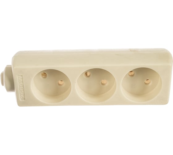 Колодка для удлинителя Uniel K-CP3-10, WHITE, 3 гнезда, без заземления, 10A, 2200Вт. UL-00003324