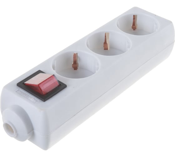 Колодка для удлинителя Uniel K-GCP3-10B, WHITE,3 гнезда, с заземлением, 10A, 2200Вт. UL-00003328