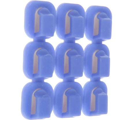 Держатель самоклеящийся для проводов и гирлянд ТУНДРА krep, 15x15x10 мм, синий, 9 шт. 6244017