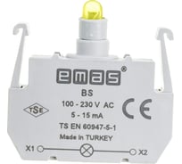 Блок-контакт подсветки Emas ВS с жёлтым светодиодом, серия B, 100-230В AC BS