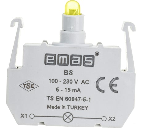 Блок-контакт подсветки Emas ВS с жёлтым светодиодом, серия B, 100-230В AC BS